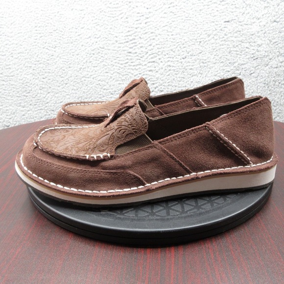 Ariat Cruiser Floral Embossed Slip On Loafer Shoes Womens 8.5 Brown Leather Boho - Picture 6 of 10